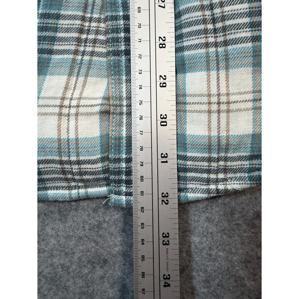 Wrangler Mens Quilted Flannel Shirt Jacket Teal White Plaid Cotton Size S
